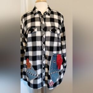 Womens Eddie Bauer Buffalo Plaid boutique Chrismas shirt Sz 2xl